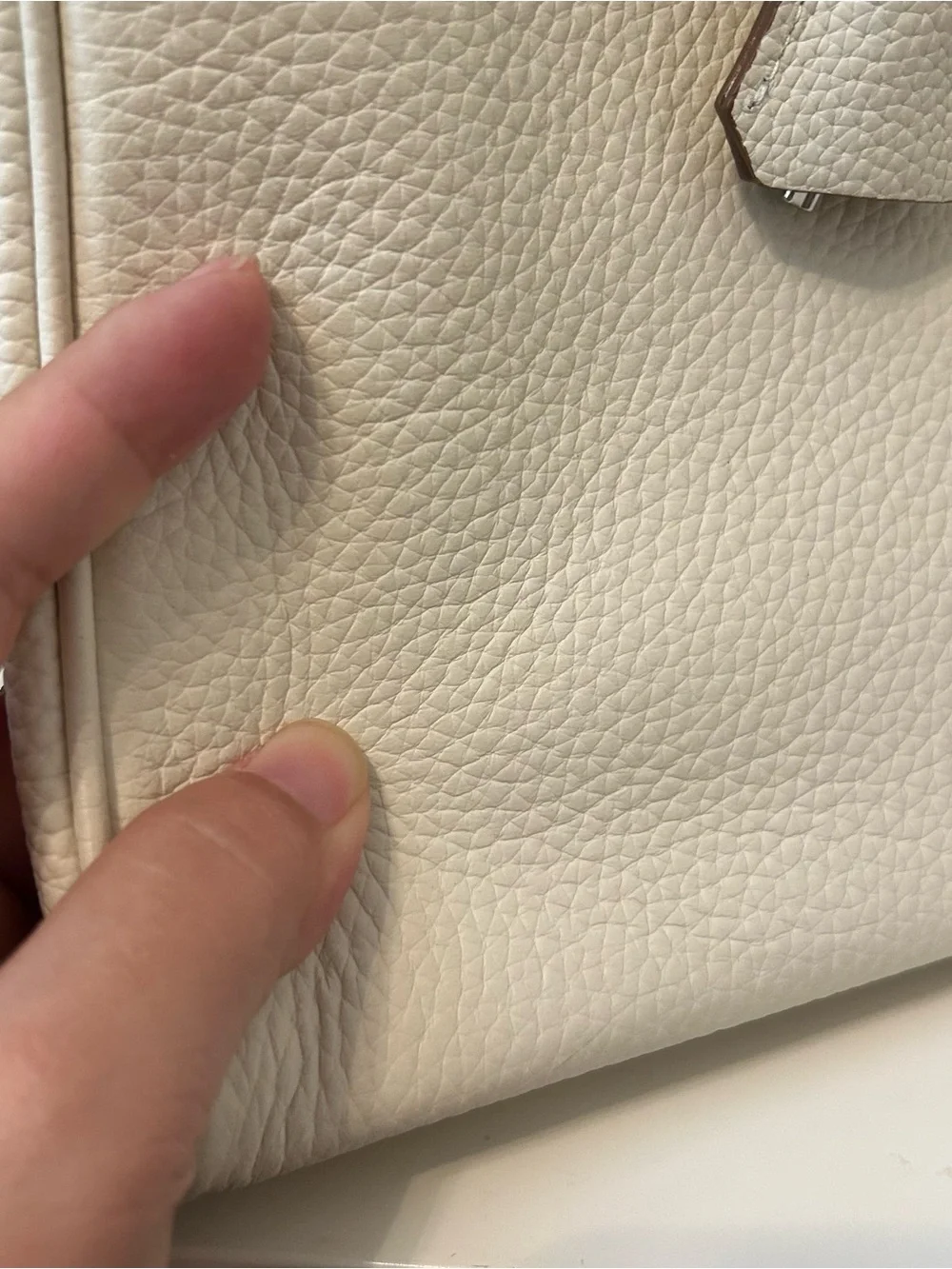 28cm Silver on Cream Top Handle Leather Satchel KL Style